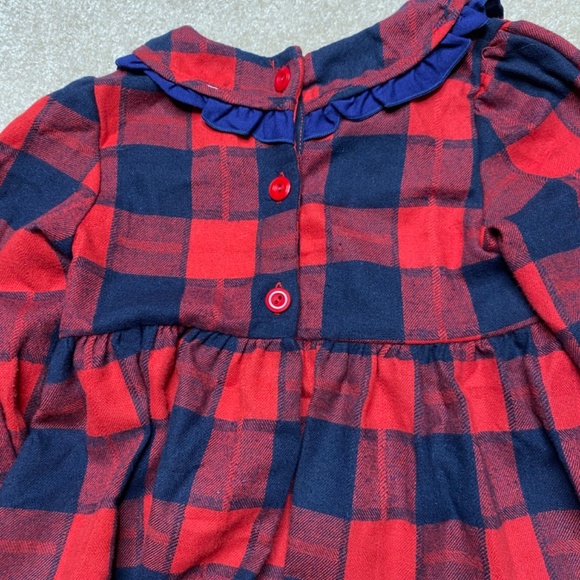 Sweet smocked red and black plaid Christmas tree dress - Picture 3 of 8